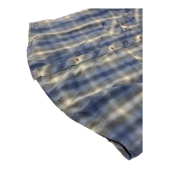 Vintage Wrangler 2XL? Blue Pearl Snap Shirt Cowboy Cut Single Needle Western - Picture 7 of 8